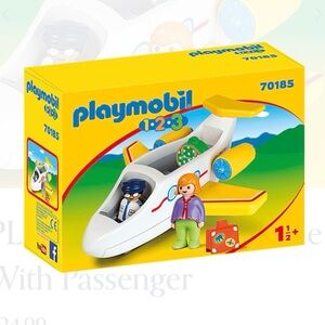 Playmobil 1.2.3 Airplane with Passenger - White and Yellow